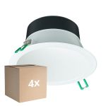 Fordelspakke 4x Philips LED downlight Coreline DN142B Aluminium Hvid 11W 1200lm 60D - 830 varm hvid | Udsnit 155mm - IP20 - Hvid Reflektor